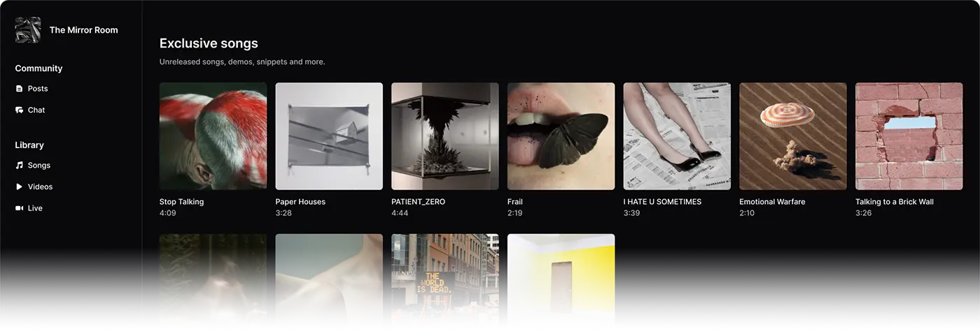 Backstaged community platform screenshot